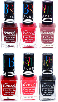 

Bonjour Paris Candy Color Long Lasting Nail paint For Teen Girls Women Nail Polish set A 56 Dark Red-Pink-Mauve-Red-Pink-Black(Pack of 6)