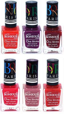 

Bonjour Paris Candy Color Long Lasting Nail paint For Teen Girls Women Nail Polish set A 23 Red-Plum-Dark Red-Pink-Mauve-Red(Pack of 6)