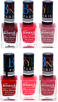 

Bonjour Paris Candy Color Long Lasting Nail paint For Teen Girls Women Nail Polish set A 65 Dark Red-Pink-Mauve-Red-Pink-Maroon(Pack of 6)