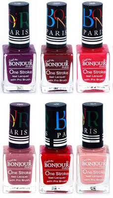 

Bonjour Paris Candy Color Long Lasting Nail paint For Teen Girls Women Nail Polish set A 37 Plum-Dark Red-Pink-Mauve-Red-Nude(Pack of 6)