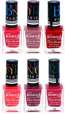 

Bonjour Paris Candy Color Long Lasting Nail paint For Teen Girls Women Nail Polish set A 78 Pink-Mauve-Red-Pink-Mauve-Pink(Pack of 6)