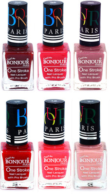 

Bonjour Paris Candy Color Long Lasting Nail paint For Teen Girls Women Nail Polish set A 61 Dark Red-Pink-Mauve-Red-Pink-Nude(Pack of 6)