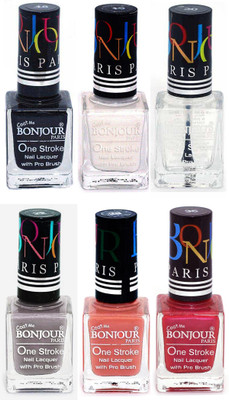 

Bonjour Paris Candy Color Long Lasting Nail paint For Teen Girls Women Nail Polish set A 236 Black-White-Top coat-Light Gray-Nude-Maroon(Pack of 6)