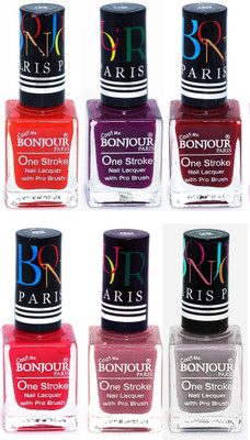 

Bonjour Paris Candy Color Long Lasting Nail paint For Teen Girls Women Nail Polish set A 10 Red-Plum-Dark Red-Pink-Mauve-Light Gray(Pack of 6)