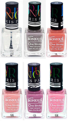 

Bonjour Paris Candy Color Long Lasting Nail paint For Teen Girls Women Nail Polish set A 262 Top coat-Light Gray-Nude-Nude-Light Purple-Babby Pink(Pack of 6)