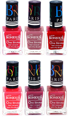 

Bonjour Paris Candy Color Long Lasting Nail paint For Teen Girls Women Nail Polish set A 88 Pink-Mauve-Red-Pink-Mauve-Maroon(Pack of 6)