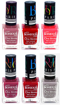 

Bonjour Paris Candy Color Long Lasting Nail paint For Teen Girls Women Nail Polish set A 104 Mauve-Red-Pink-Mauve-Red-Light Gray(Pack of 6)