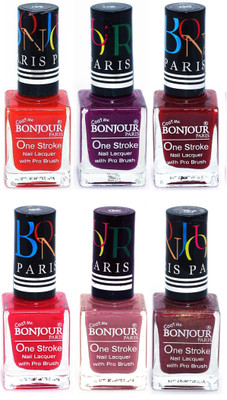 

Bonjour Paris Candy Color Long Lasting Nail paint For Teen Girls Women Nail Polish set A 17 Red-Plum-Dark Red-Pink-Mauve-Coffee(Pack of 6)
