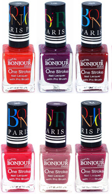 

Bonjour Paris Candy Color Long Lasting Nail paint For Teen Girls Women Nail Polish set A 03 Red-Plum-Dark Red-Pink-Mauve-Mauve(Pack of 6)