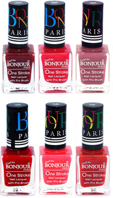 

Bonjour Paris Candy Color Long Lasting Nail paint For Teen Girls Women Nail Polish set A 72 Dark Red-Pink-Mauve-Red-Pink-Red(Pack of 6)