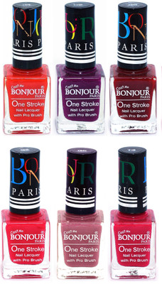 

Bonjour Paris Candy Color Long Lasting Nail paint For Teen Girls Women Nail Polish set A 06 Red-Plum-Dark Red-Pink-Mauve-Pink(Pack of 6)
