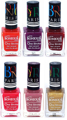

Bonjour Paris Candy Color Long Lasting Nail paint For Teen Girls Women Nail Polish set A 21 Red-Plum-Dark Red-Pink-Mauve-Golden(Pack of 6)