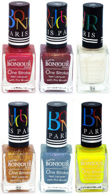 

Bonjour Paris Candy Color Long Lasting Nail paint For Teen Girls Women Nail Polish set A 336 Maroon-Coffee-White-Golden-Sky Blue-Yellow(Pack of 6)