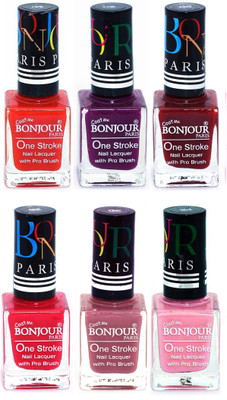 

Bonjour Paris Candy Color Long Lasting Nail paint For Teen Girls Women Nail Polish set A 15 Red-Plum-Dark Red-Pink-Mauve-Babby Pink(Pack of 6)