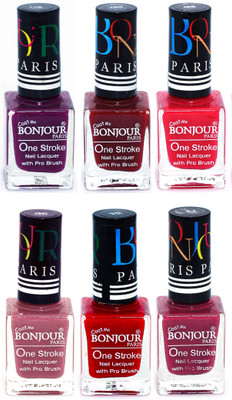 

Bonjour Paris Candy Color Long Lasting Nail paint For Teen Girls Women Nail Polish set A 28 Plum-Dark Red-Pink-Mauve-Red-Mauve(Pack of 6)
