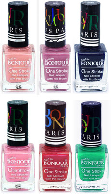 

Bonjour Paris Candy Color Long Lasting Nail paint For Teen Girls Women Nail Polish set A 302 Nude-Light Purple-Blue-Babby Pink-Maroon-Green(Pack of 6)