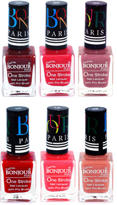 

Bonjour Paris Candy Color Long Lasting Nail paint For Teen Girls Women Nail Polish set A 60 Dark Red-Pink-Mauve-Red-Pink-Nude(Pack of 6)