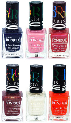 

Bonjour Paris Candy Color Long Lasting Nail paint For Teen Girls Women Nail Polish set A 321 Blue-Babby Pink-Maroon-Coffee-White-Neon Orange(Pack of 6)