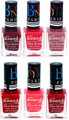 

Bonjour Paris Candy Color Long Lasting Nail paint For Teen Girls Women Nail Polish set A 53 Dark Red-Pink-Mauve-Red-Pink-Red(Pack of 6)