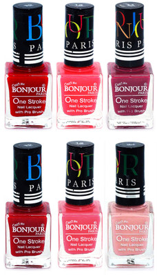 

Bonjour Paris Candy Color Long Lasting Nail paint For Teen Girls Women Nail Polish set A 127 Red-Pink-Mauve-Red-Light Pink-Nude(Pack of 6)