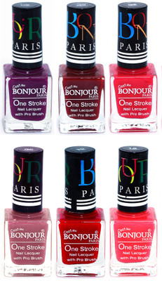 

Bonjour Paris Candy Color Long Lasting Nail paint For Teen Girls Women Nail Polish set A 27 Plum-Dark Red-Pink-Mauve-Red-Pink(Pack of 6)