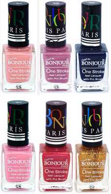 

Bonjour Paris Candy Color Long Lasting Nail paint For Teen Girls Women Nail Polish set A 299 Nude-Light Purple-Blue-Babby Pink-Maroon-Golden(Pack of 6)
