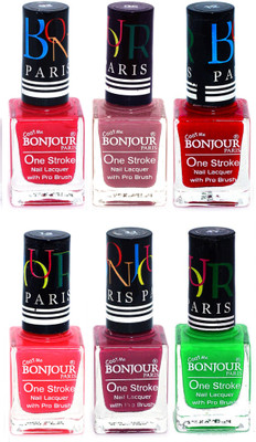 

Bonjour Paris Candy Color Long Lasting Nail paint For Teen Girls Women Nail Polish set A 97 Pink-Mauve-Red-Pink-Mauve-Neon Green(Pack of 6)