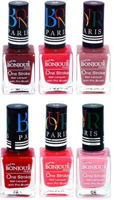 

Bonjour Paris Candy Color Long Lasting Nail paint For Teen Girls Women Nail Polish set A 64 Dark Red-Pink-Mauve-Red-Pink-Babby Pink(Pack of 6)
