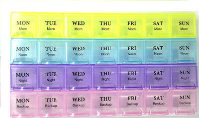 

Iktu Weekly 28 Day Tablet Pill Box Holder Medicine Storage Organizer Case Container Weekly 28 Day Tablet Pill Box Holder Medicine Storage Organizer Case Container (1) Pill Box(Multicolor)