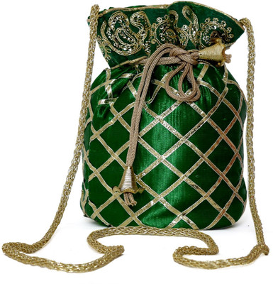 

SUVASANA Jaipur Women Handmade Festive Multicolor Wedding Gift Potli Potli(Green)