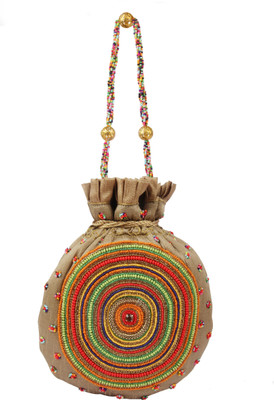 

Sunbeams SB2287AT Multy Round Beads Batwa Potli(Gold)