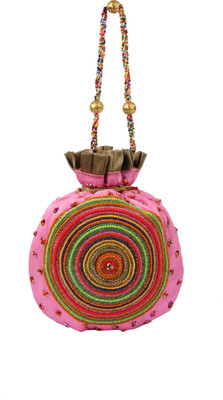 

Sunbeams SB2287PK Multy Round Beads Batwa Potli(Pink)
