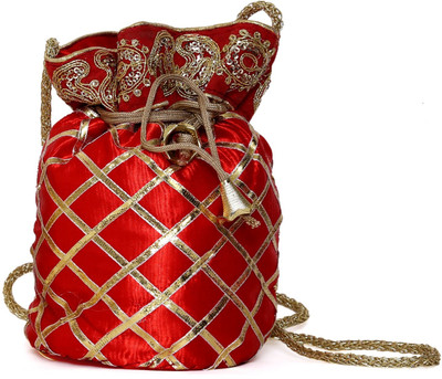 

SUVASANA Jaipur Women Handmade Festive Multicolor Wedding Gift Potli Potli(Orange)
