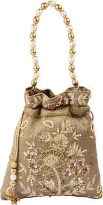 

Sunbeams SB2292AT Rawsilk Flower Jerdosi Batwa Potli(Gold)
