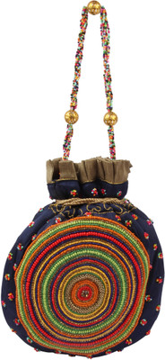

Sunbeams SB2287NB Multy Round Beads Batwa Potli(Blue)
