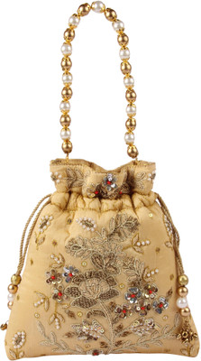 

Sunbeams SB2292GL Rawsilk Flower Jerdosi Batwa Potli(Gold)