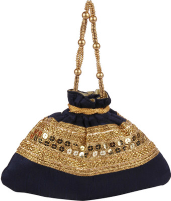 

Sunbeams SB2301NB Rawsilk Tiki Border Batwa Potli(Blue)