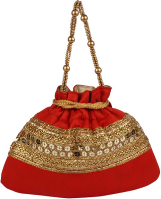 

Sunbeams SB2301OR Rawsilk Tiki Border Batwa Potli(Pink)