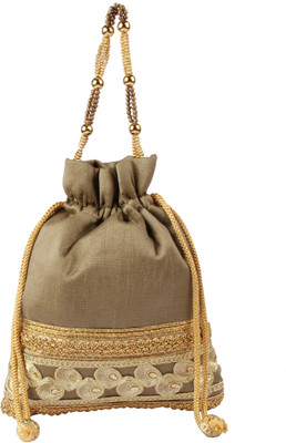 

Sunbeams SB2291AT Bottom Cutwork Border Batwa Potli(Gold)