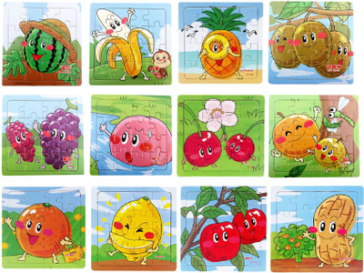 

Wishkey Wooden Puzzle Games For Kids Set Of 12 Fruit Character Wooden Jigsaw Puzzle(16 Pieces)