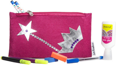 

Lill Pumpkins Handcrafted Crown Art Felt Pencil Box(Set of 1, Pink)