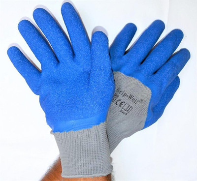 

SS & WW Grey Nylon shell with Blue Crinkle latex Three Fourth coated Gloves Nylon Safety Gloves(25)