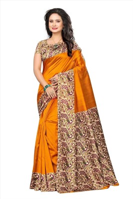 FABMORA Printed, Embellished Bollywood Silk Blend, Art Silk Saree(Mustard)