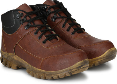 

Manslam Safety Shoe with Steel Toe Boots For Men(Brown
