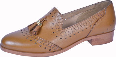 

FIRENZE ITALIANO SHOES FIRENZE LADIES FASHION LEATHER SHOES Slip On For Women(Tan
