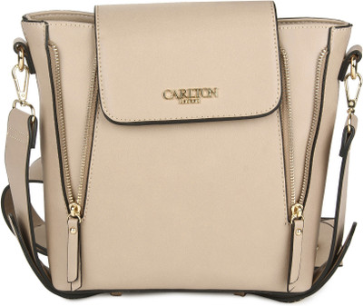 Carlton London Women Casual Beige PU Sling Bag