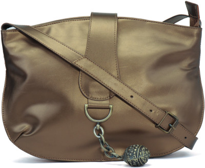 

Anekaant Women Casual Gold PU Sling Bag