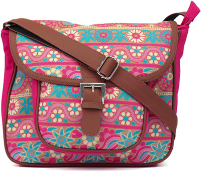 

Anekaant Women Casual Pink Canvas Sling Bag