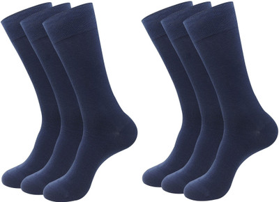 Cotson Men Solid Mid-Calf/Crew(Pack of 6)