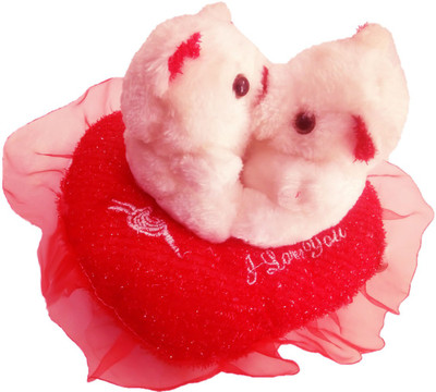

Fun & Joy Couple of Cute Teddy With Heart ( I Love You ) - 15 cm(Red & White)